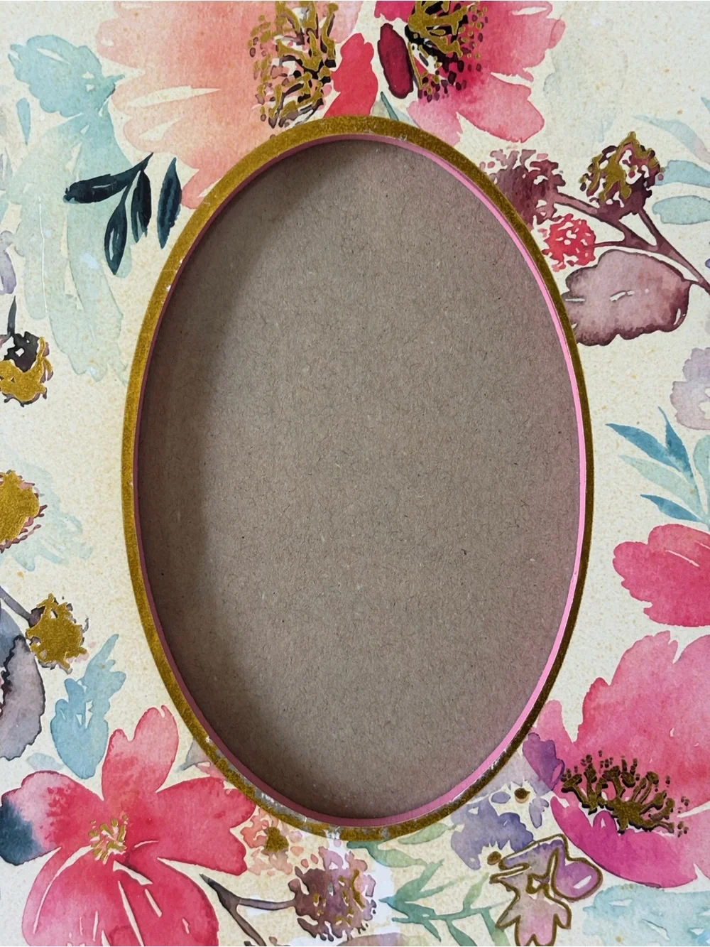 Floral Watercolor Oval Photo Frame - Pink & Multicolor